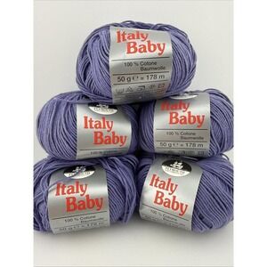 Vintage "Italy Baby" by Plymouth Yarns 100% Cotton Color 901 Lot of 5 50g Balls